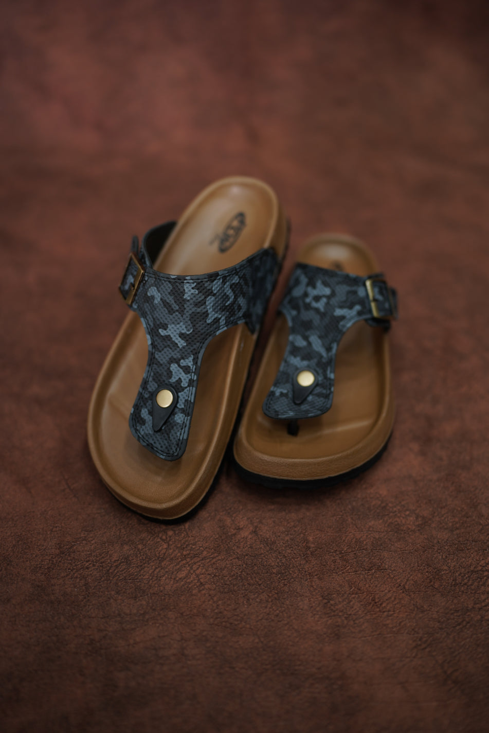 Men’s Leather Buckle Sandals with Tan Sole Stylish & Comfortable -  Black with Ash