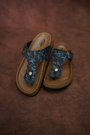 Men’s Leather Buckle Sandals with Tan Sole Stylish & Comfortable - Black with Ash-7 Man