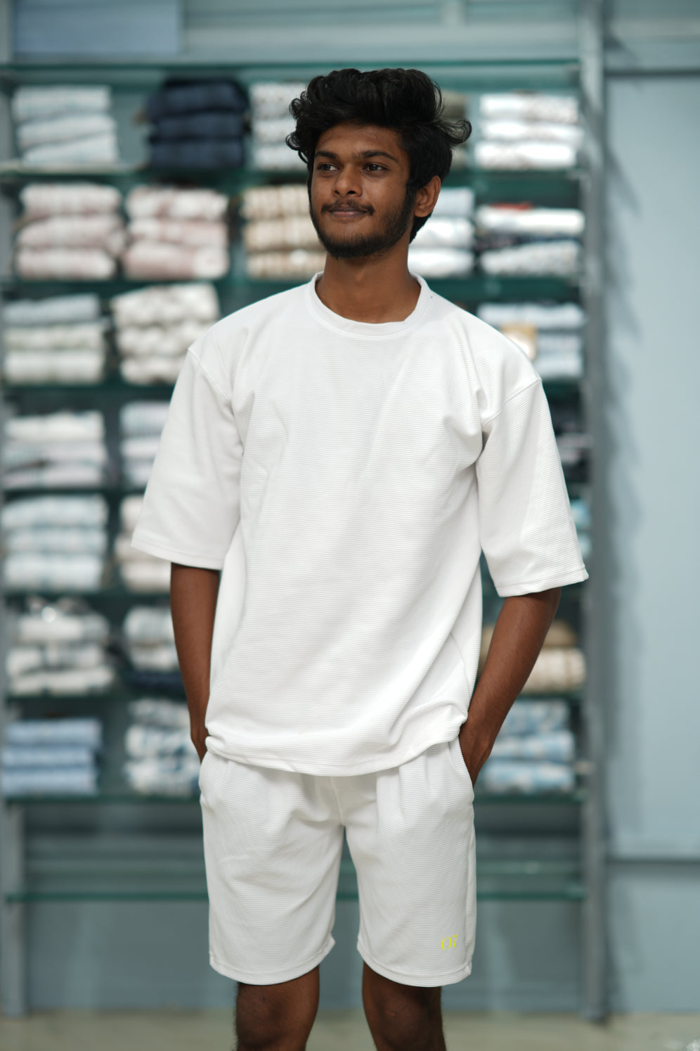 COLOURFUL CO-ORD SETS T-SHIRT AND SHORTS - WHITE
