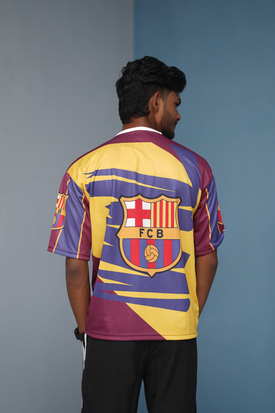 Five Sleeve V-Neck F C B Printed Tshirt for men - Maroon with Violet-Shirt & Pant Combo-7 Man