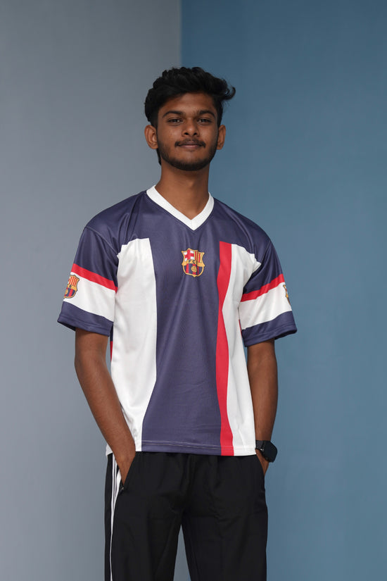 Five Sleeve V-Neck FCB Printed Tshirt for men - Dark Grey with White-Shirt & Pant Combo-7 Man