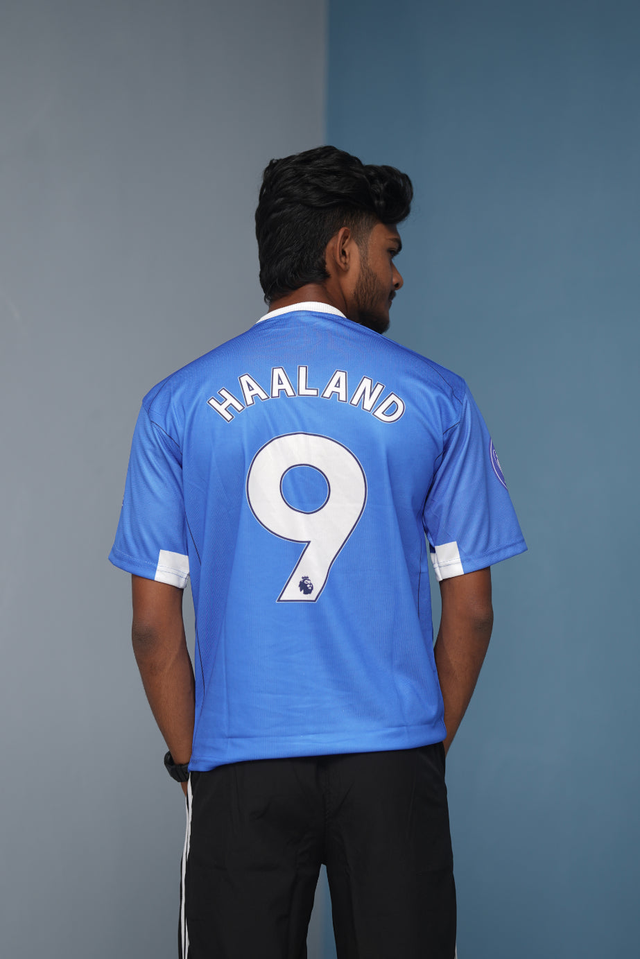 Five Sleeve Round Neck Haaland Printed Tshirt for men -Ink Blue-Shirt & Pant Combo-7 Man