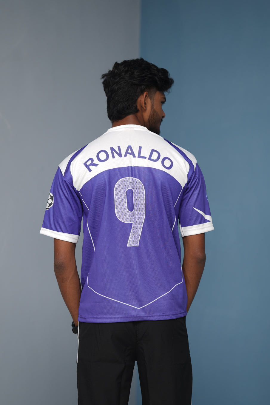 Five Sleeve Round Neck Ronaldo Printed Tshirt for men - Violet