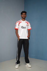 Five Sleeve Round-Neck Gerrard Printed Tshirt  for men - White with Red