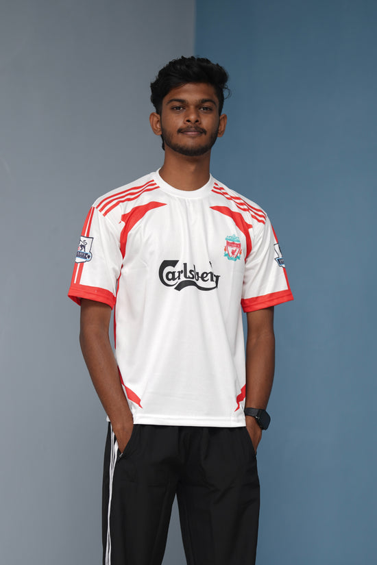 Five Sleeve Round-Neck Gerrard Printed Tshirt  for men - White with Red