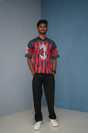 Five Sleeve Round-Neck ACM Printed Tshirt for men - Red With Dark Grey-Shirt & Pant Combo-7 Man