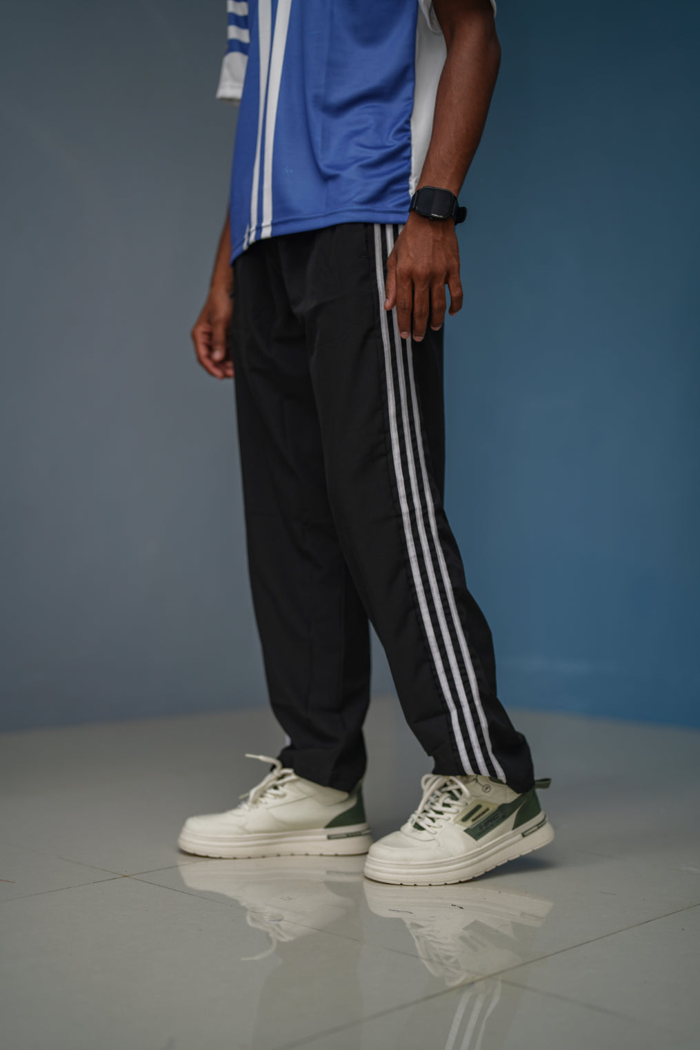 Regular Wear Mens Triple Stripe Street Baggy - BLACK