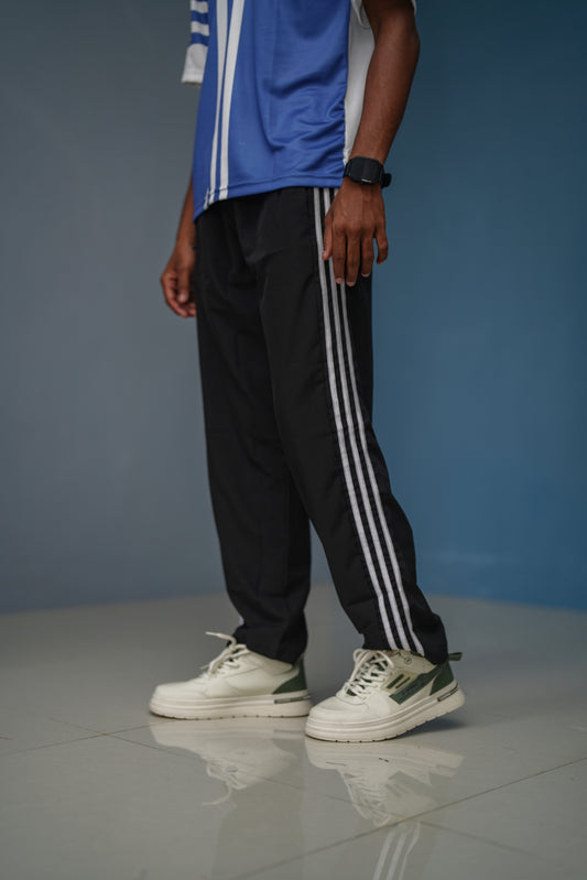Regular Wear Mens Triple Stripe Street Baggy - BLACK