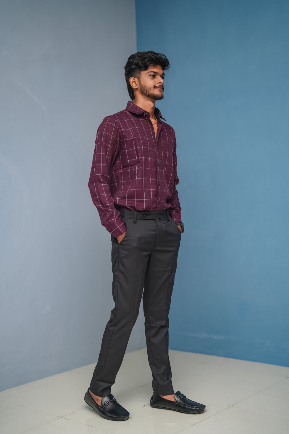 Big Box Checked Full Sleeve Shirt and Polo fit Pant Combo Offer for Men - Graphe Shade