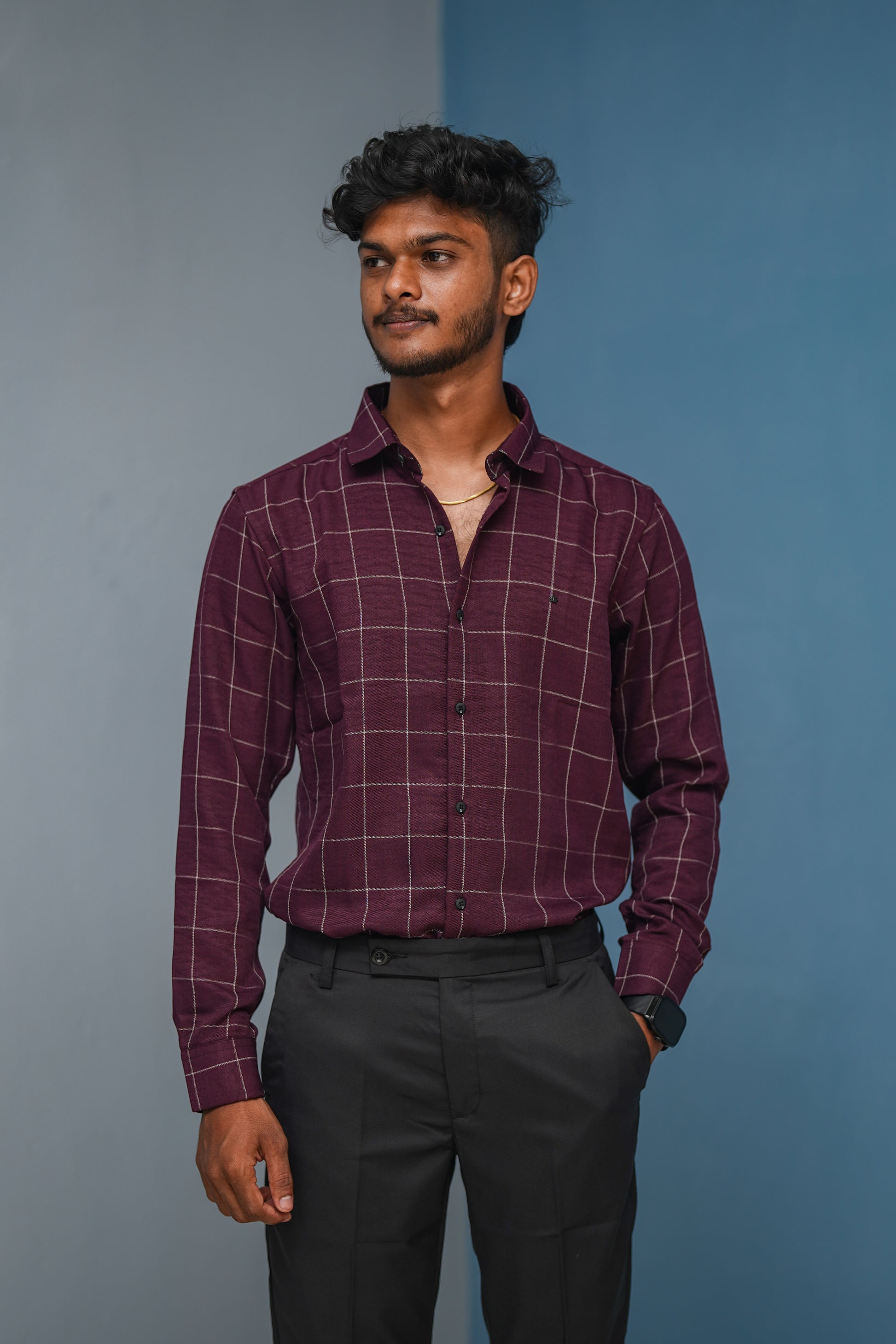 Big Box Checked Full Sleeve Shirt and Polo fit Pant Combo Offer for Men - Graphe Shade