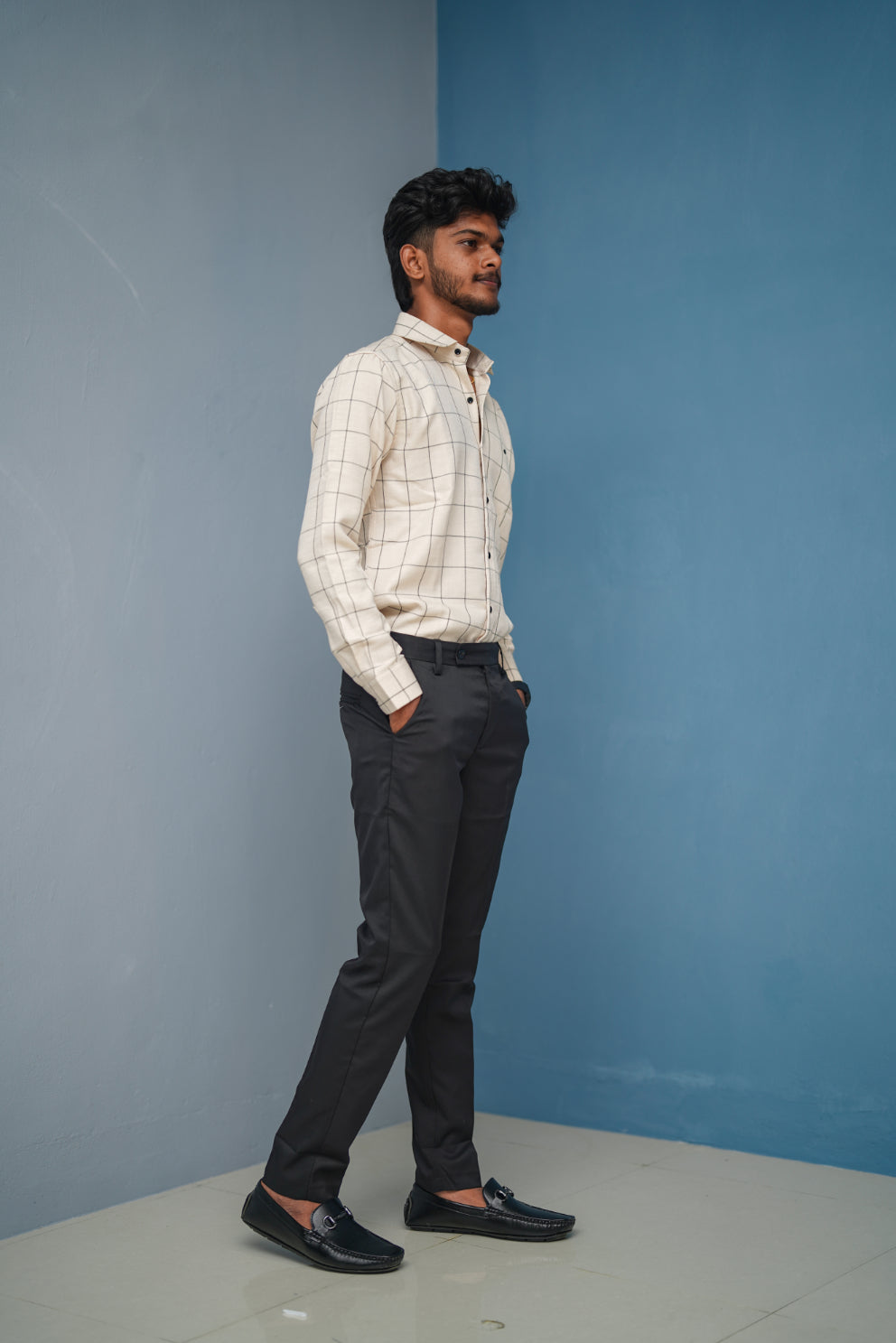 Big Box Checked Full Sleeve Shirt and Polo fit Pant Combo Offer for Men - Light Sandle