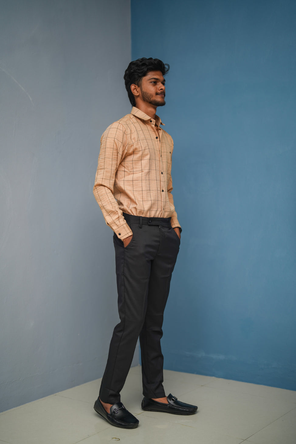 Big Box Checked Full Sleeve Shirt and Polo fit Pant Combo Offer for Men - Dark Sandle