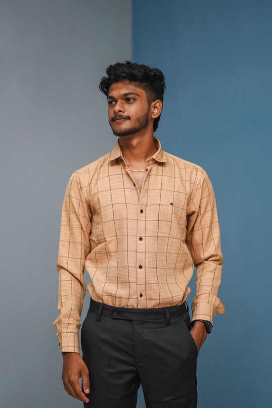 Big Box Checked Full Sleeve Shirt and Polo fit Pant Combo Offer for Men - Dark Sandle