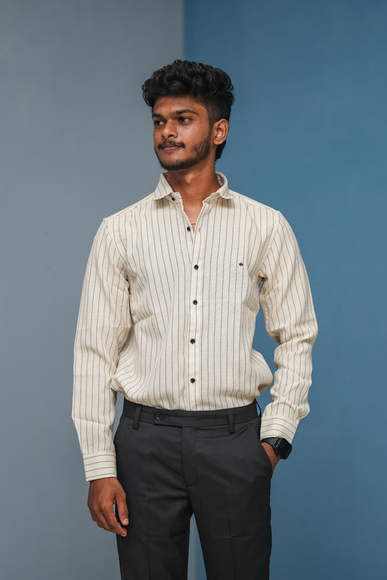 SMALL Stripes Full Sleeve Shirt and Polo fit Pant Combo Offer for Men - Sandle