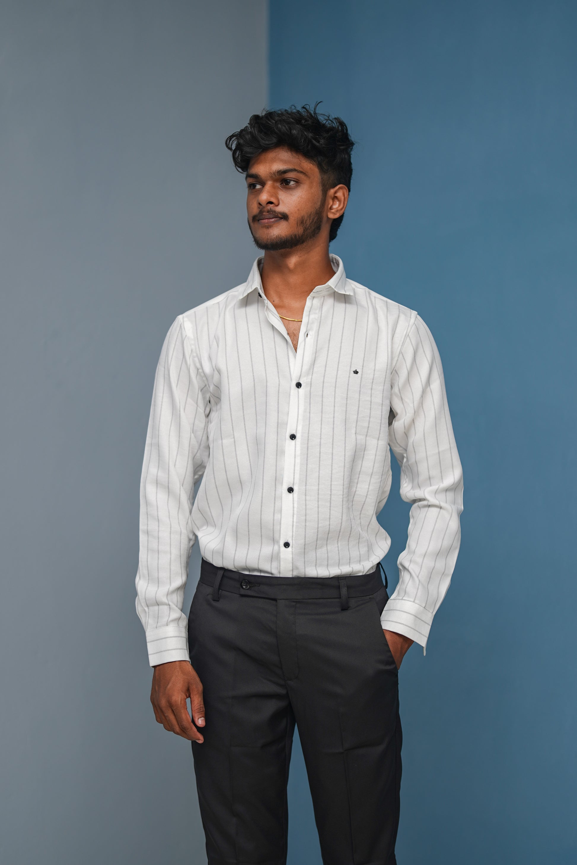 BIG Stripes Full Sleeve Shirt and Polo fit Pant Combo Offer for Men - White