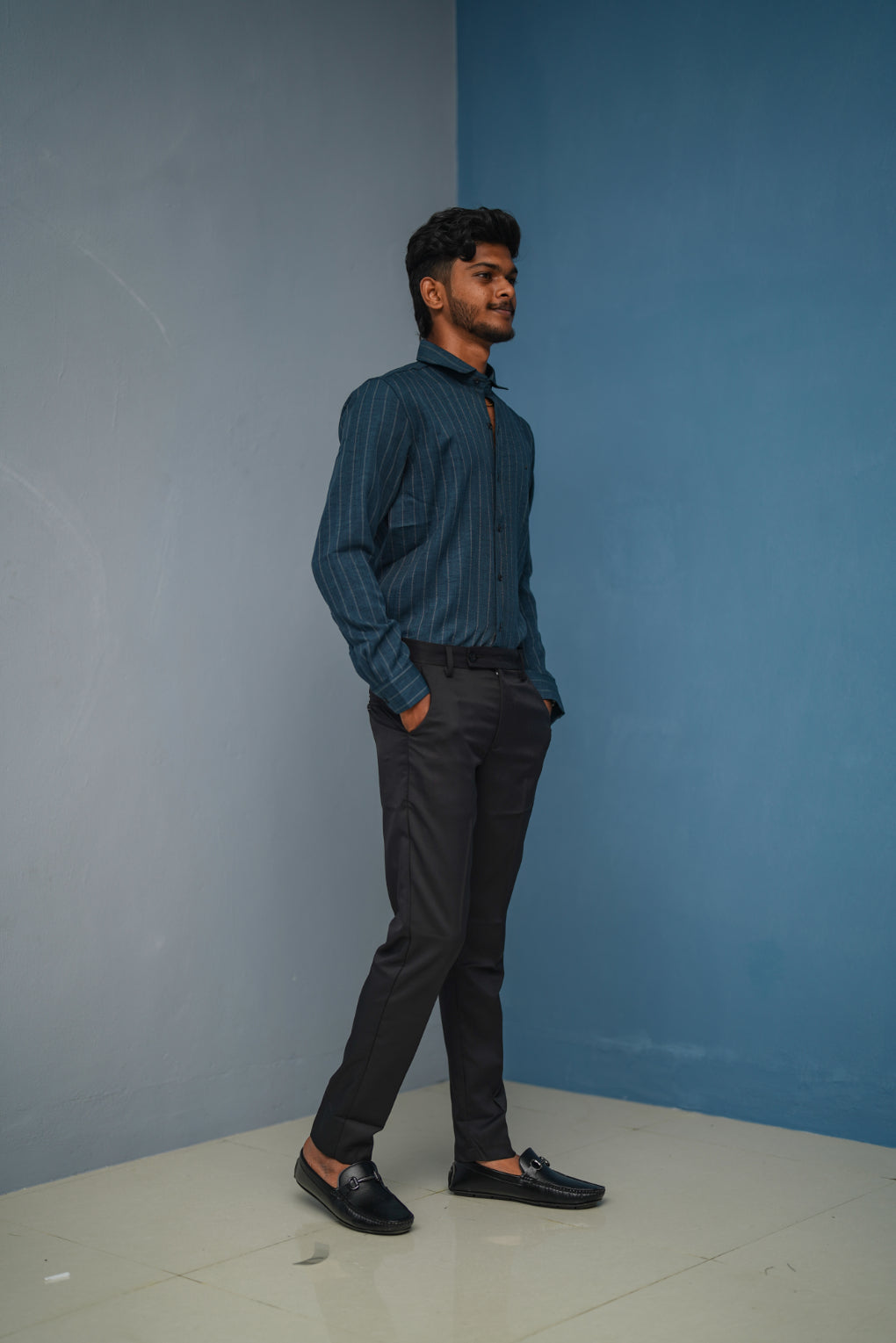 BIG Stripes Full Sleeve Shirt and Polo fit Pant Combo Offer for Men - Bottle Green