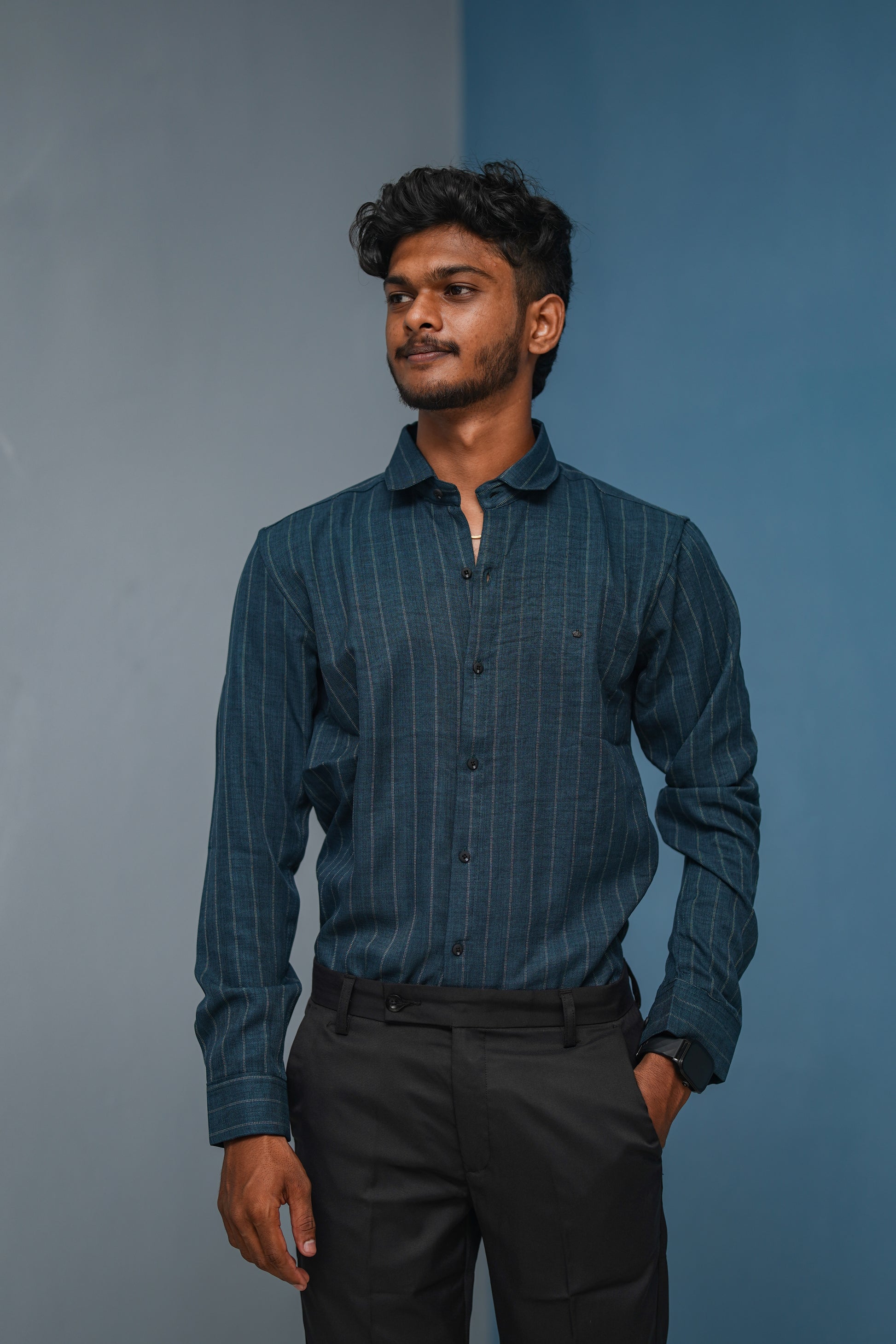 BIG Stripes Full Sleeve Shirt and Polo fit Pant Combo Offer for Men - Bottle Green