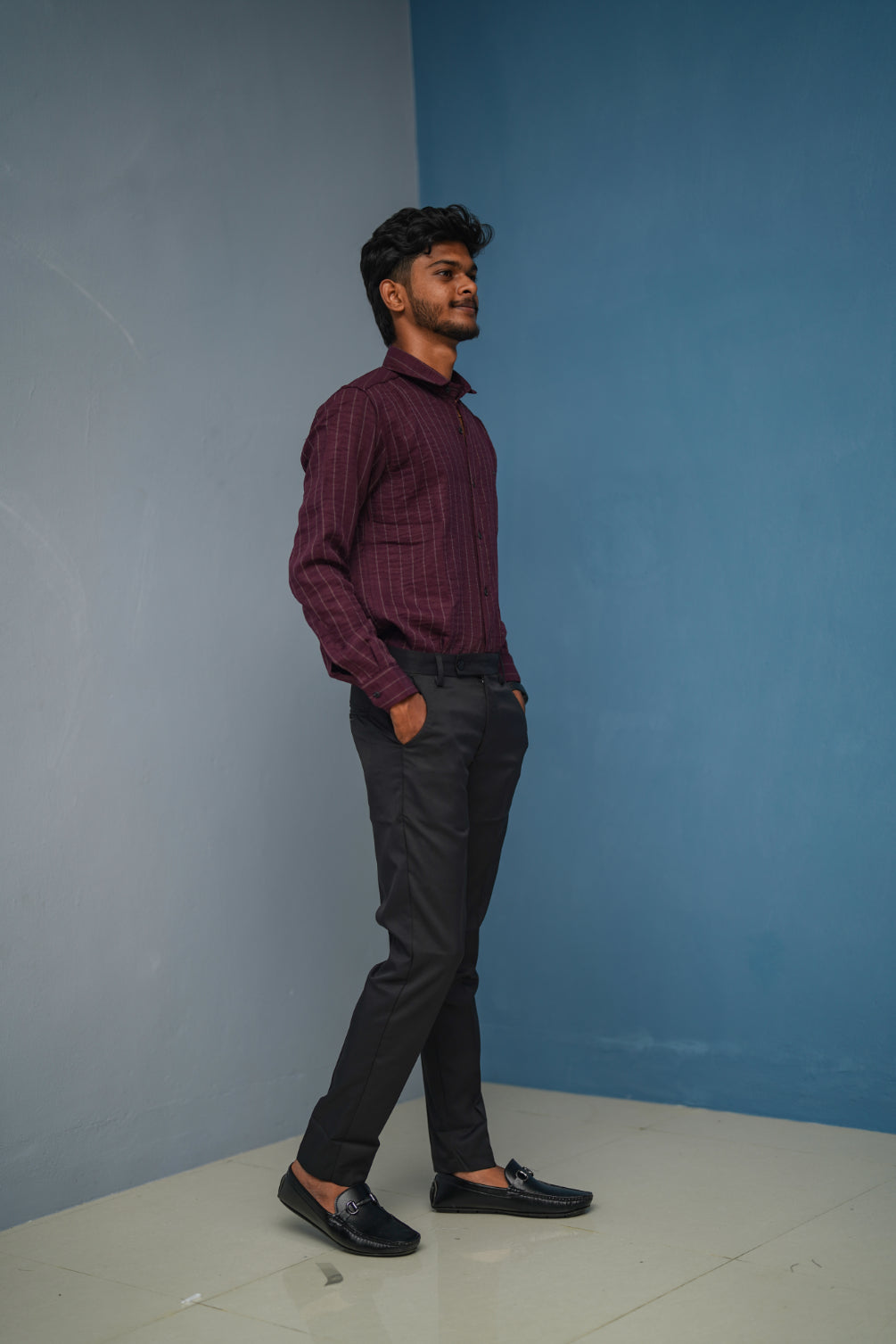 BIG Stripes Full Sleeve Shirt and Polo fit Pant Combo Offer for Men - Graphe Shade