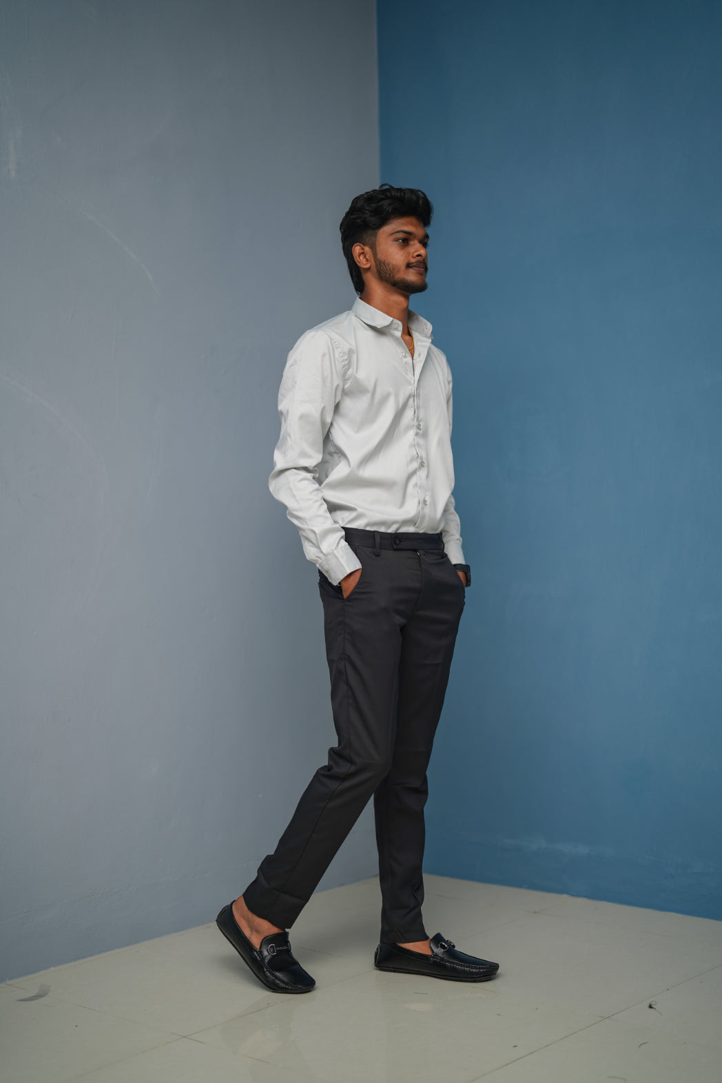 Clubwear Full sleeve Shirt and Polo fit Pant Combo Offer for Men - Ash & Black
