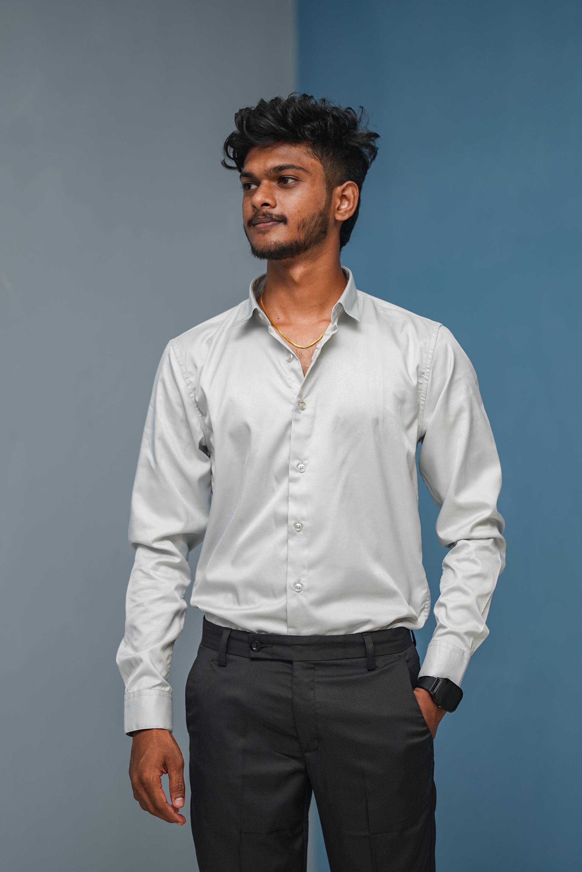 Clubwear Full sleeve Shirt and Polo fit Pant Combo Offer for Men - Ash & Black