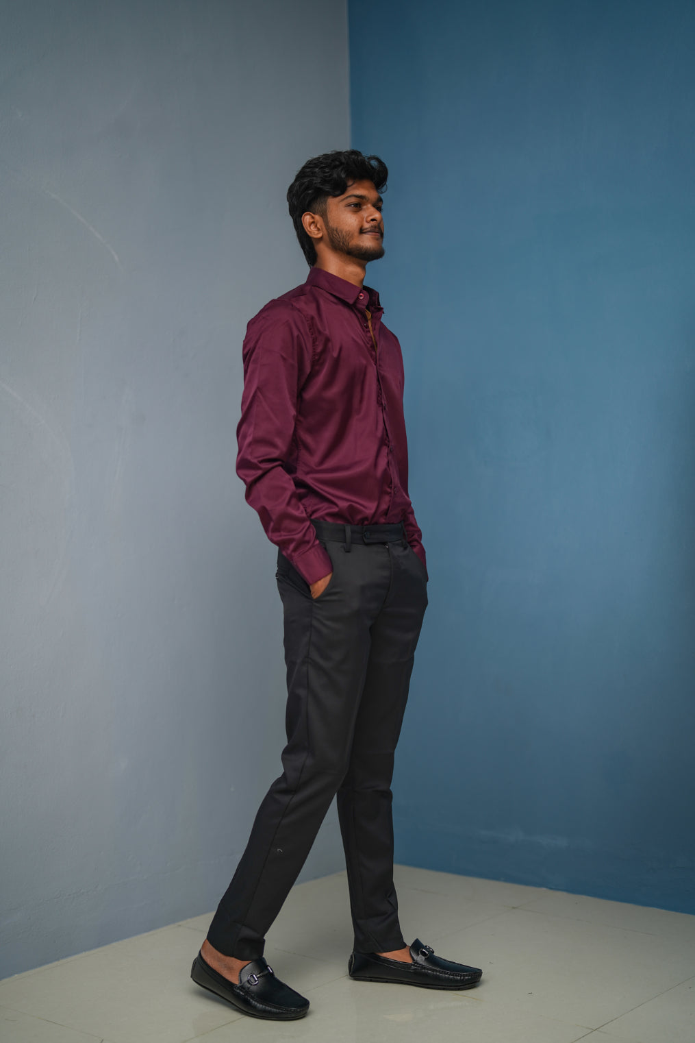 Clubwear Full sleeve Shirt and Polo fit Pant Combo Offer for Men - Graphe shade & Black