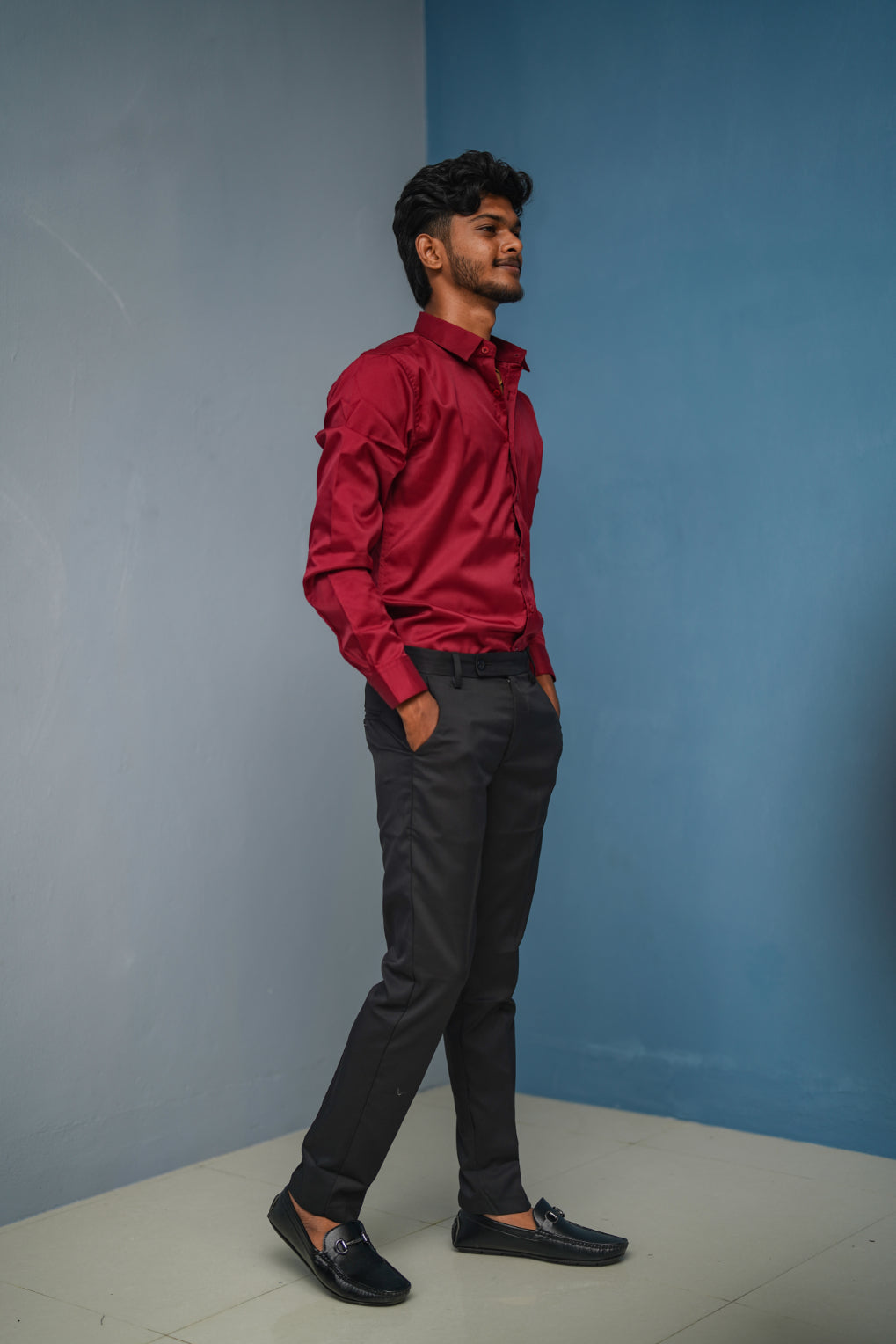 Clubwear Full sleeve Shirt and Polo fit Pant Combo Offer for Men - Red & Black
