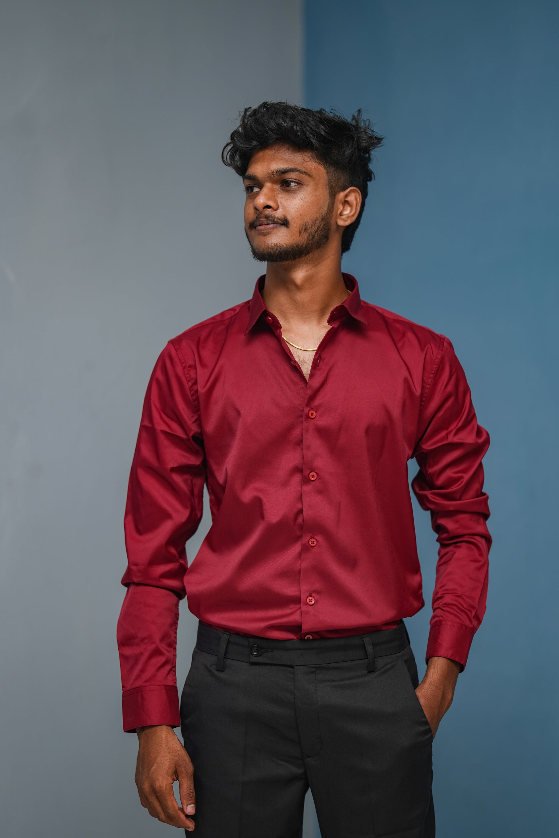 Clubwear Full sleeve Shirt and Polo fit Pant Combo Offer for Men - Red & Black