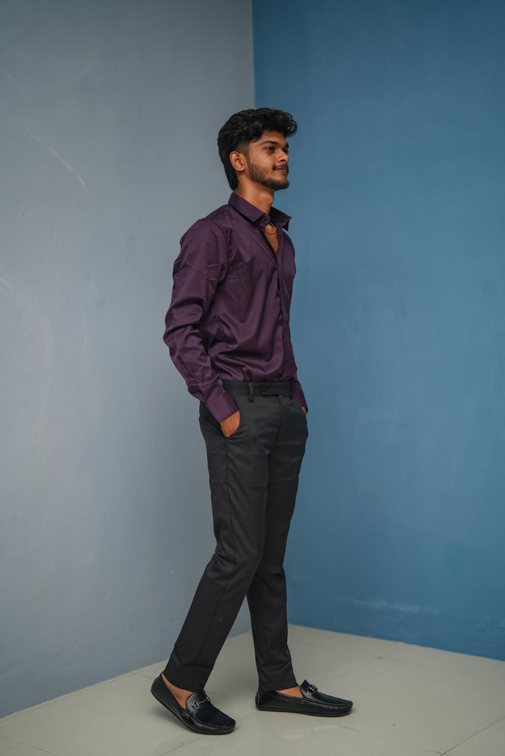 Clubwear Full sleeve Shirt and Polo fit Pant Combo Offer for Men - Wine & Black