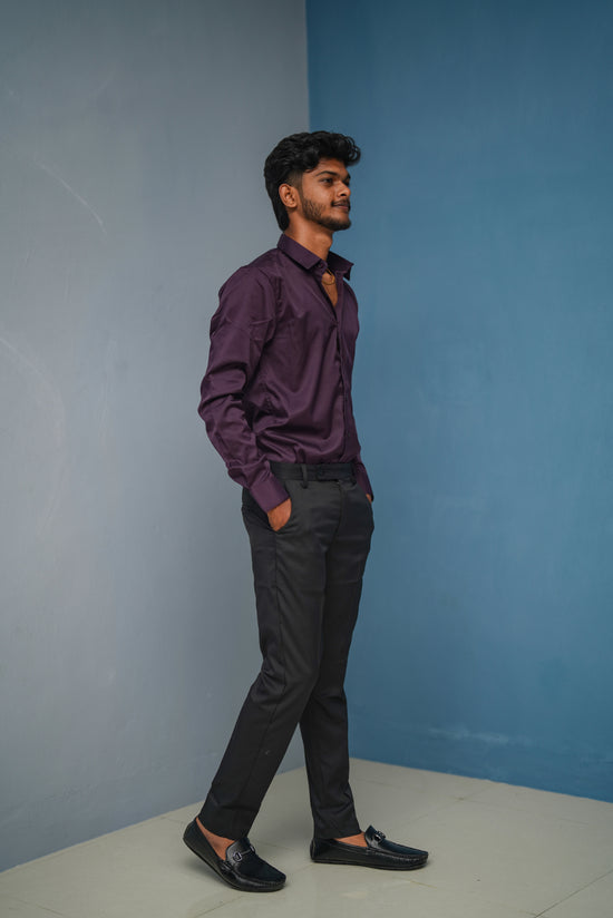 Clubwear Full sleeve Shirt and Polo fit Pant Combo Offer for Men - Wine & Black