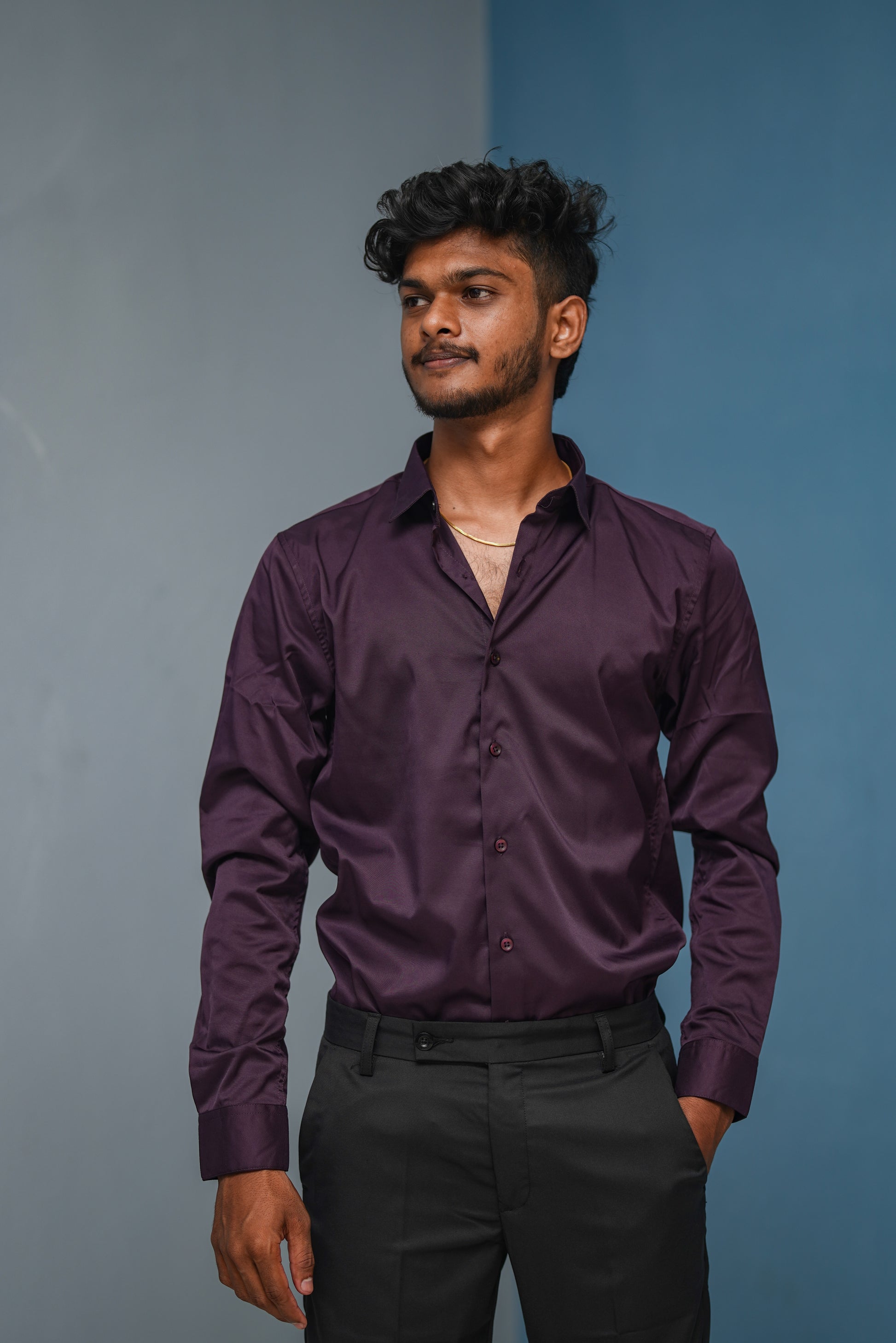 Clubwear Full sleeve Shirt and Polo fit Pant Combo Offer for Men - Wine & Black
