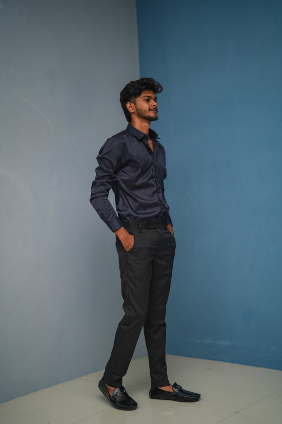 Clubwear Full sleeve Shirt and Polo fit Pant Combo Offer for Men - Black & Black