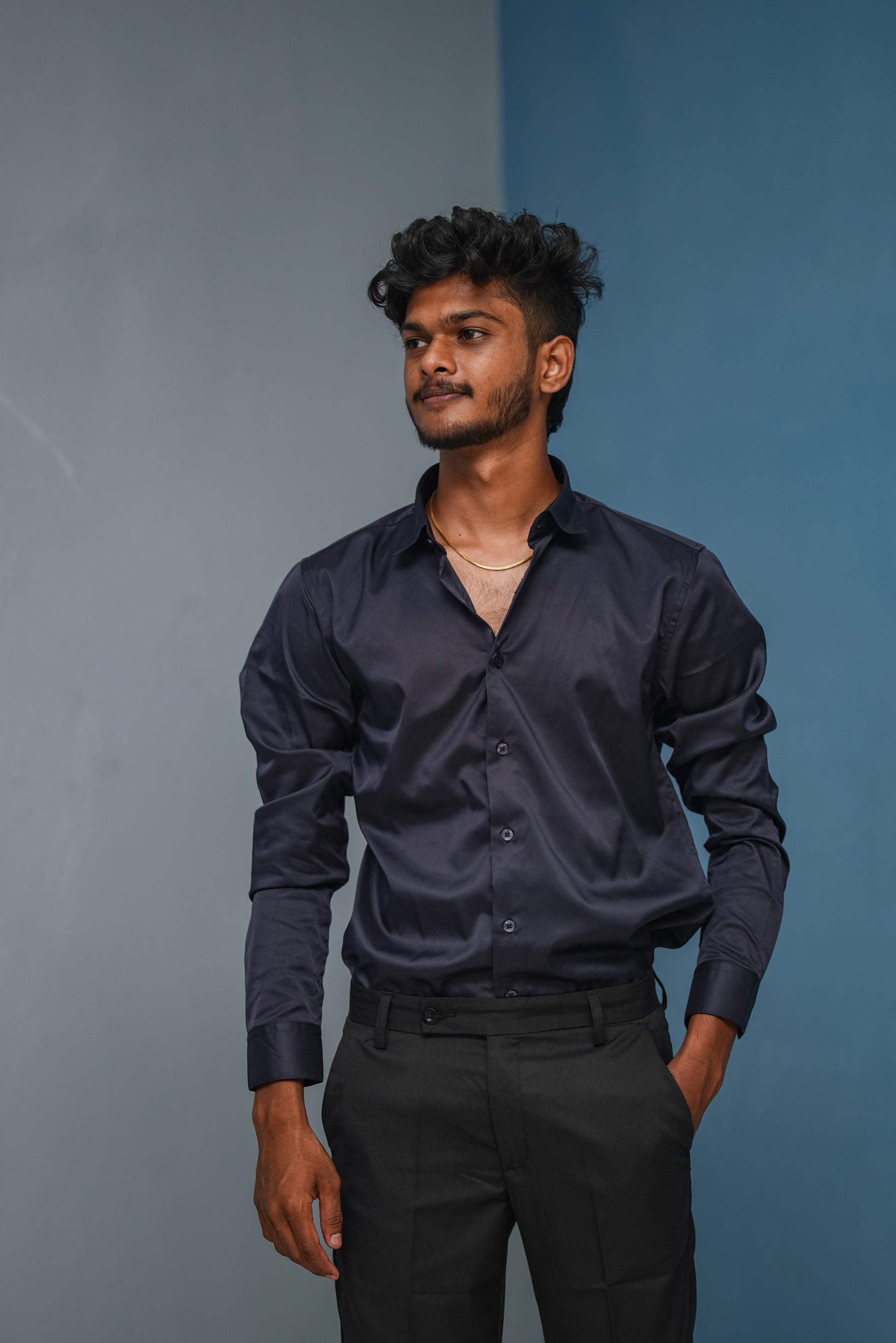 Clubwear Full sleeve Shirt and Polo fit Pant Combo Offer for Men - Black & Black