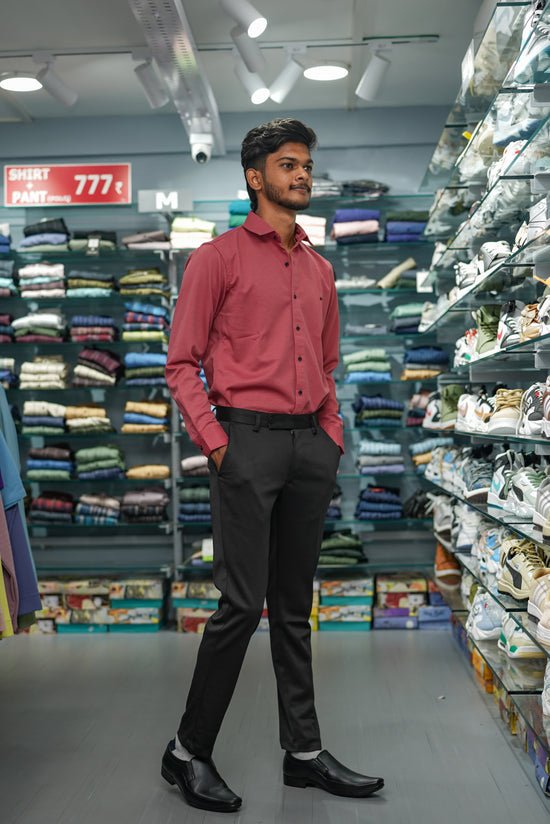 Waffle Full Sleeve Shirt and Polo fit Pant Combo Offer for Men - Dark Peach