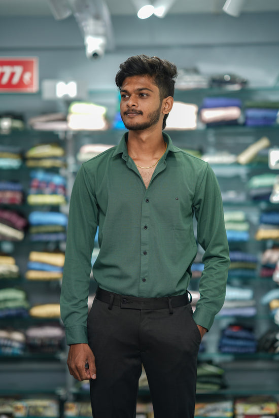 Waffle Full Sleeve Shirt and Polo fit Pant Combo Offer for Men - Green