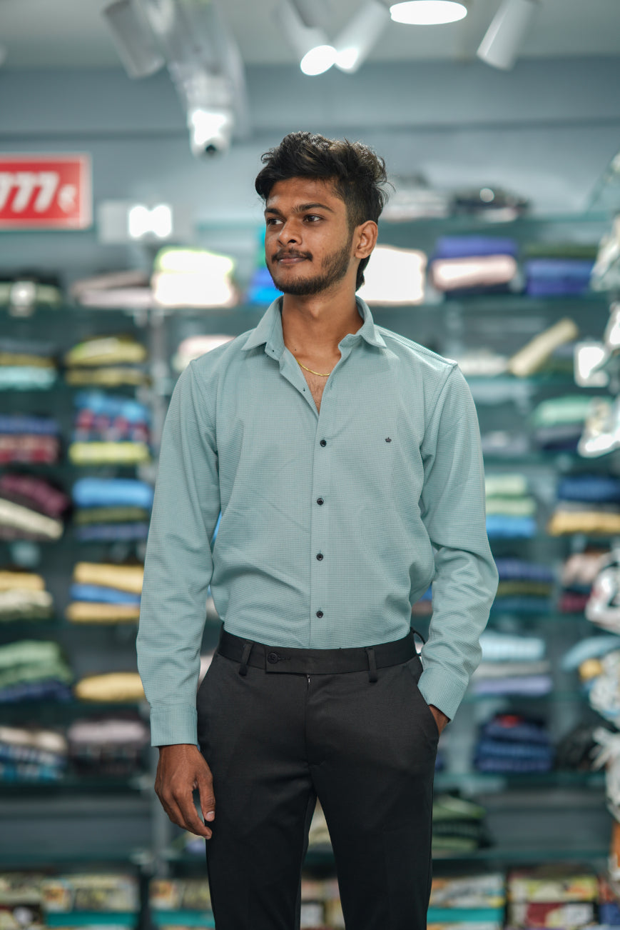 Waffle Full Sleeve Shirt and Polo fit Pant Combo Offer for Men - Light Green
