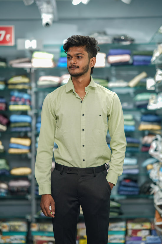 Waffle Full Sleeve Shirt and Polo fit Pant Combo Offer for Men - Pistha green