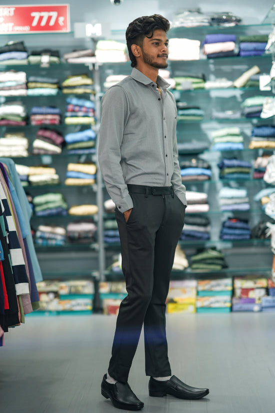 Waffle Full Sleeve Shirt and Polo fit Pant Combo Offer for Men - Ash