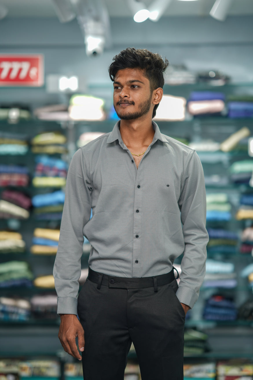 Waffle Full Sleeve Shirt and Polo fit Pant Combo Offer for Men - Ash