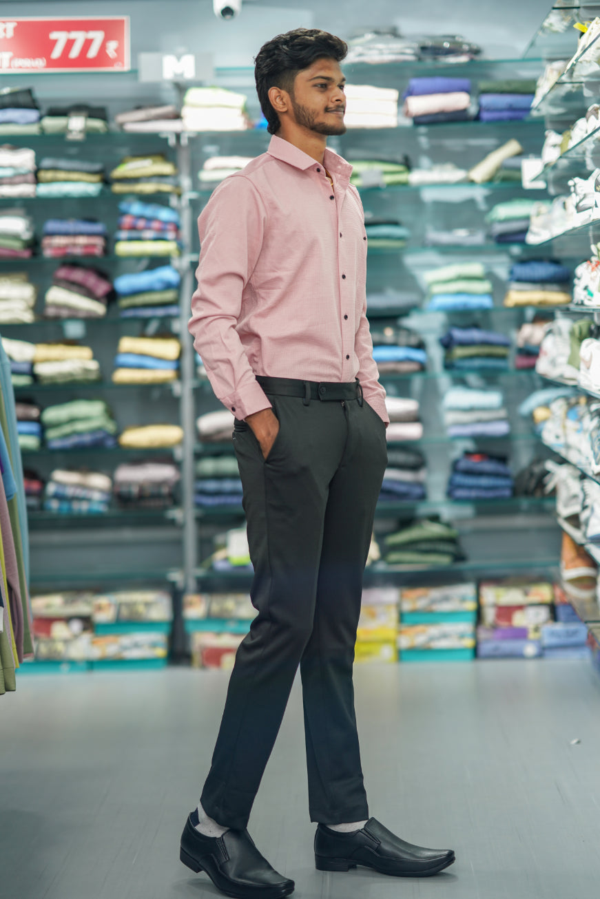 Waffle Full Sleeve Shirt and Polo fit Pant Combo Offer for Men - Pink