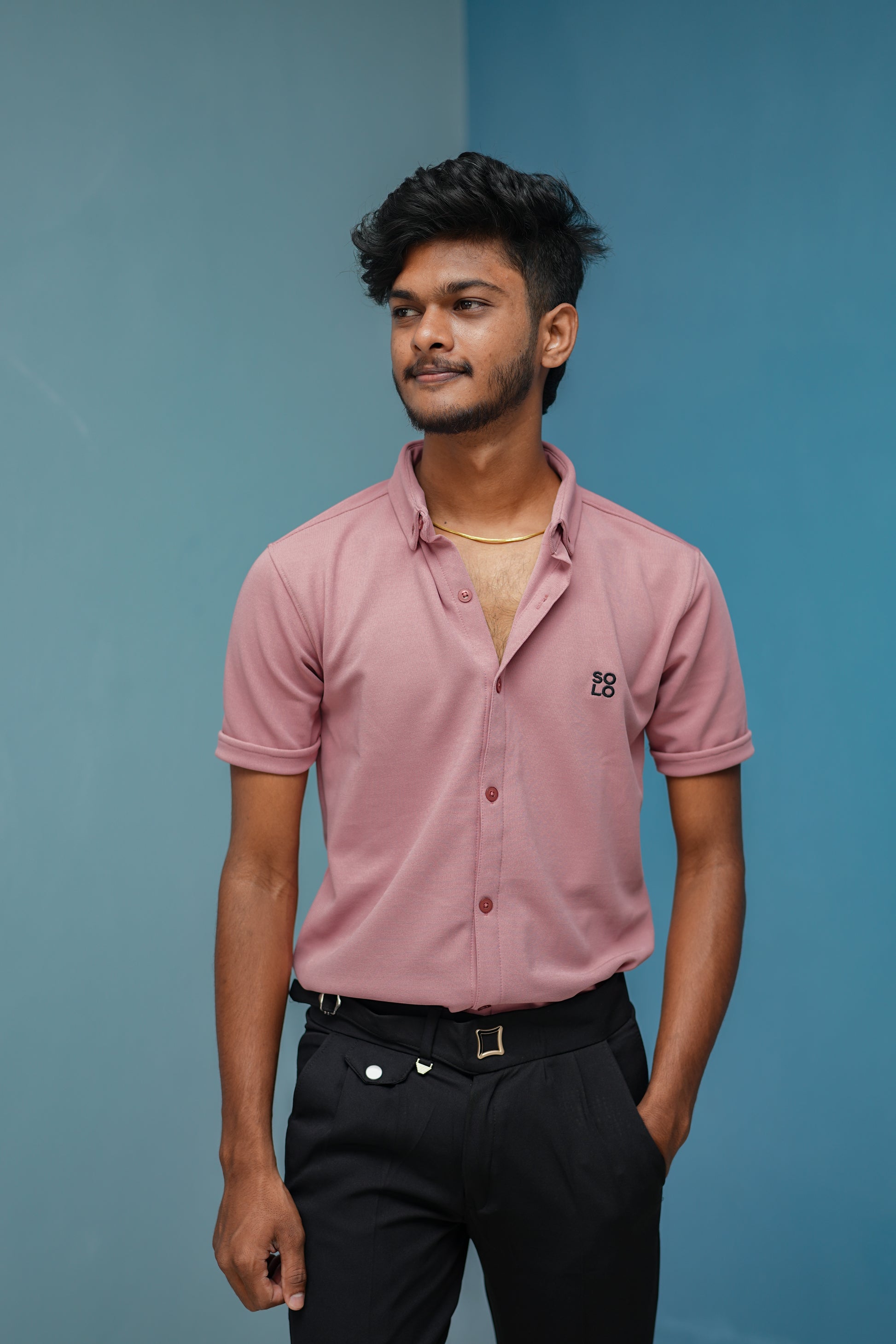 Half Sleeve 07 Lycra Shirt for Men - Peach