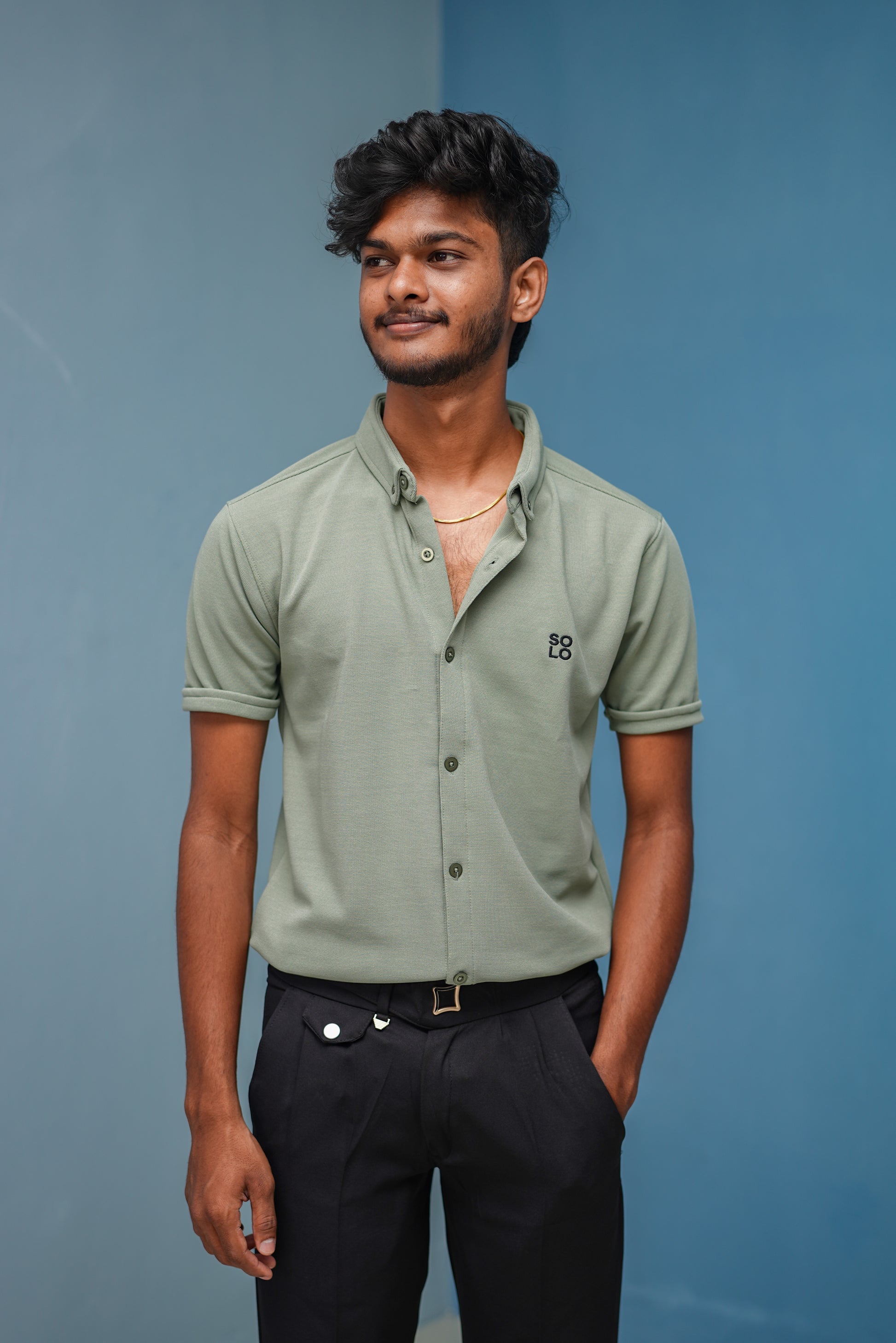 Half Sleeve 07 Lycra Shirt for Men - Pista Green