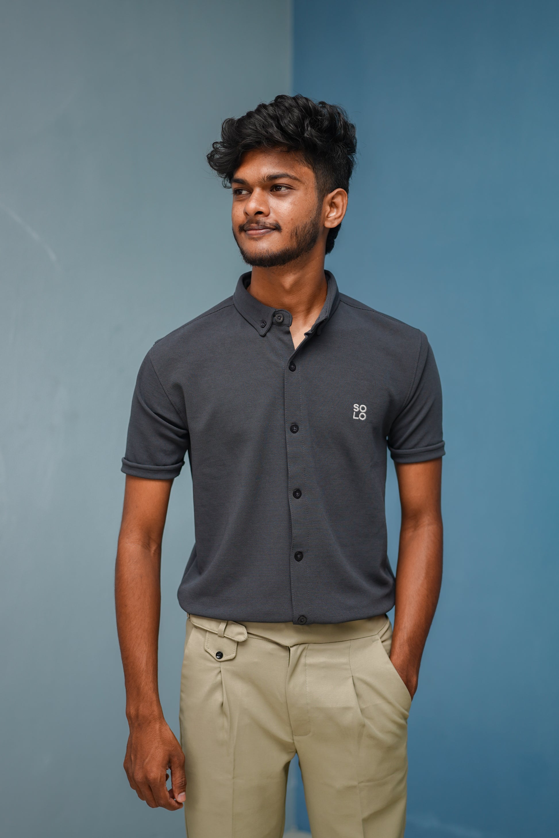 Half Sleeve 07 Lycra Shirt for Men - Dark Grey
