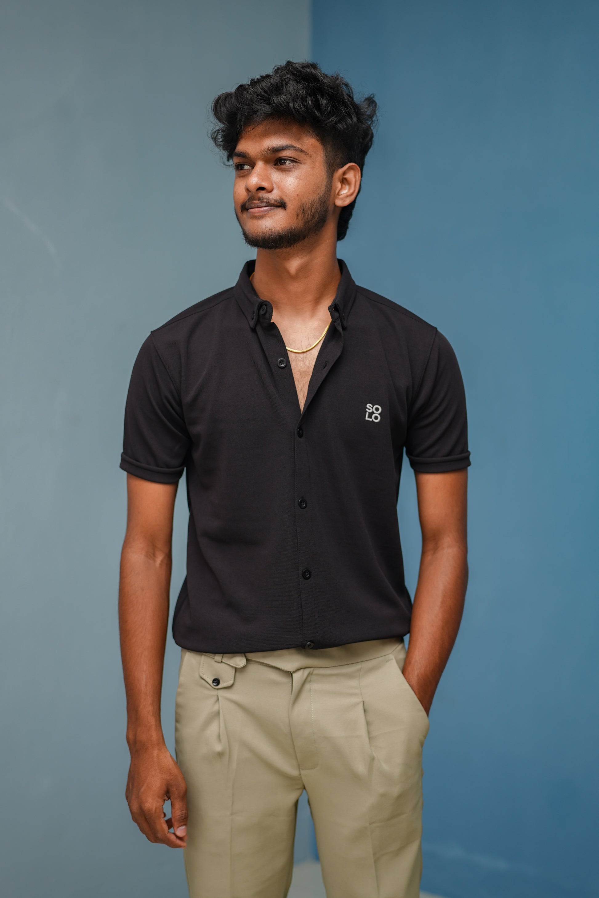 Half Sleeve 07 Lycra Shirt for Men - Black