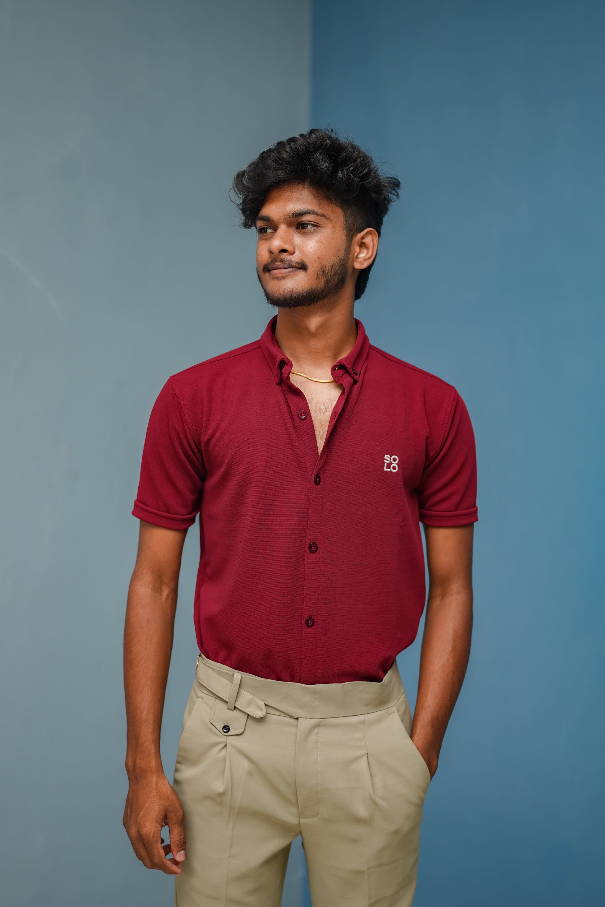 Half Sleeve 07 Lycra Shirt for Men - Maroon