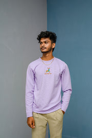 Full Sleeve Round Neck Printed Tshirt - LUCKY TO MEET YOU- LAVENDAR-T-Shirt-7 Man