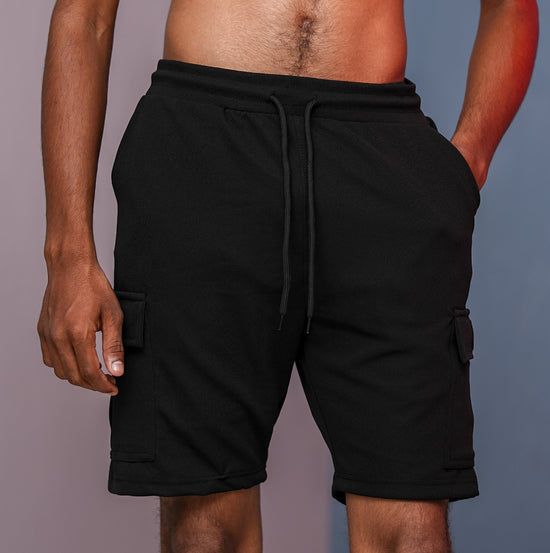 Daily Wear Trendy Mens Ottoman Trouser & Shorts - Black