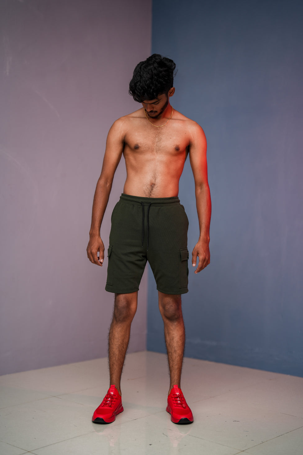 Daily Wear Trendy Mens Ottoman Trouser & Shorts - Mehandhi Green