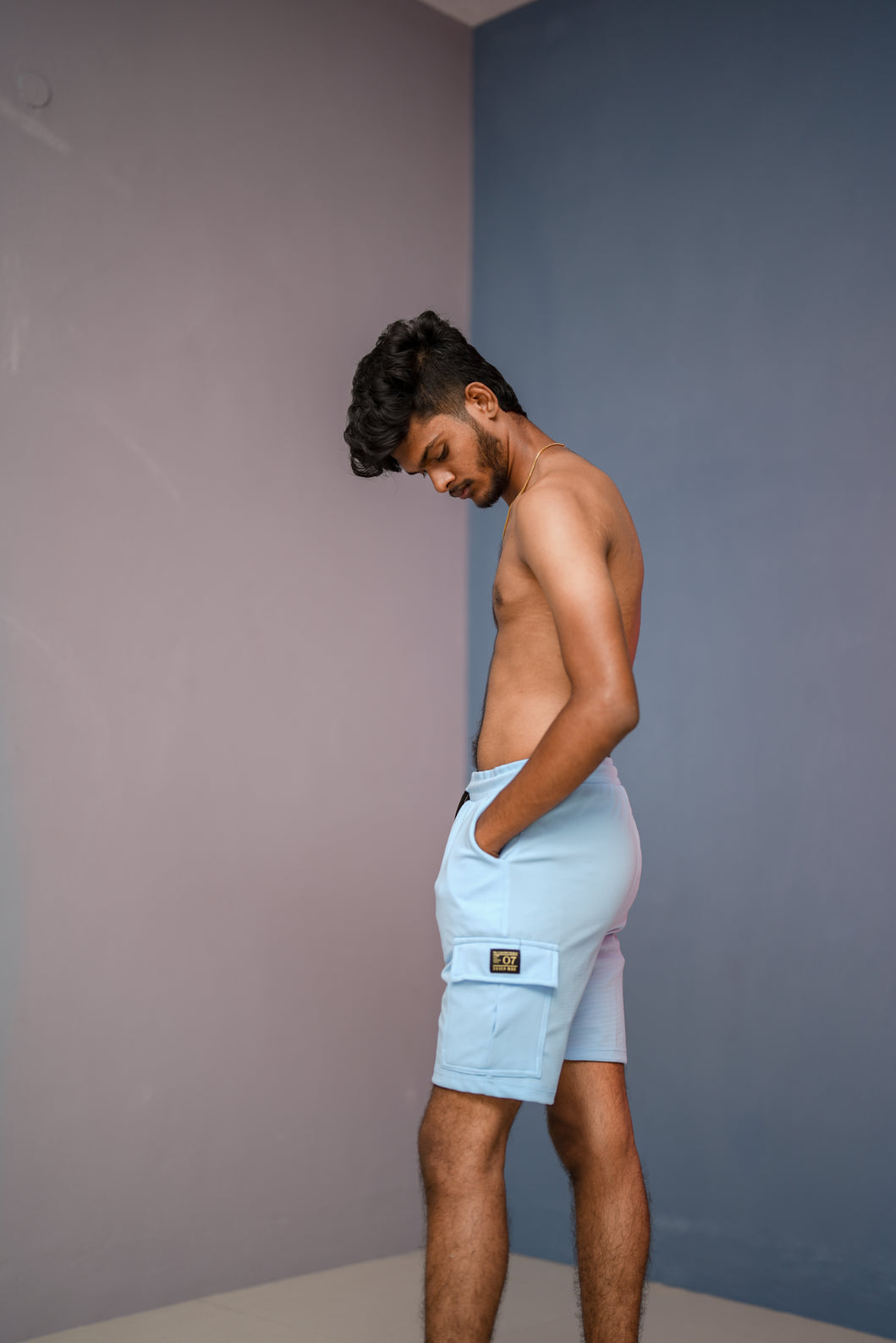 Daily Wear Trendy Mens Ottoman Trouser & Shorts - Ice Blue