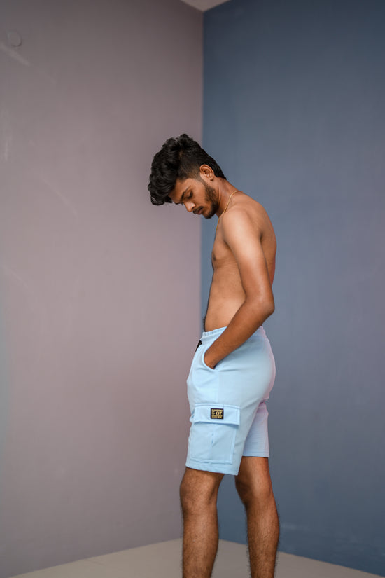 Daily Wear Trendy Mens Ottoman Trouser & Shorts - Ice Blue