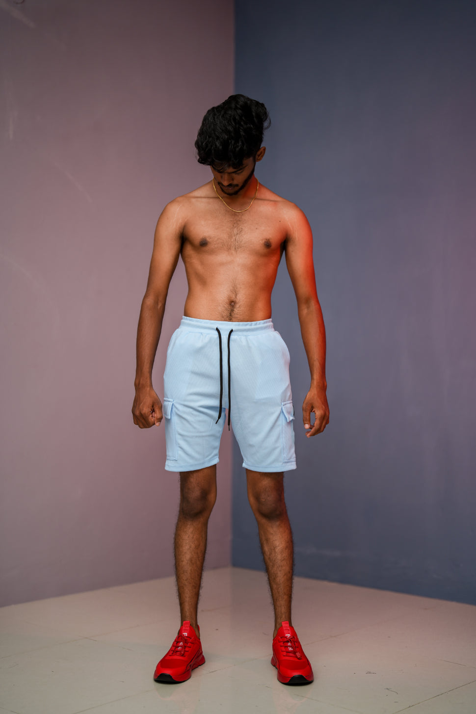 Daily Wear Trendy Mens Ottoman Trouser & Shorts - Ice Blue